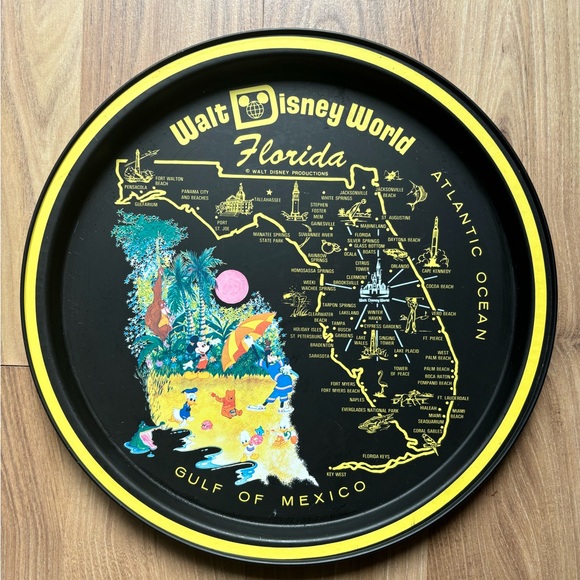 Vintage Walt Disney World Florida Souvenir Metal Tray - Picture 1 of 8